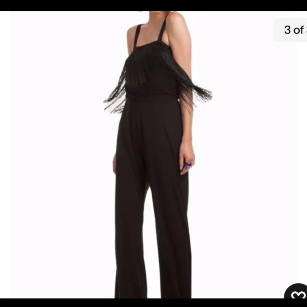 Trina Turk black fringe jumpsuit #trinakturk